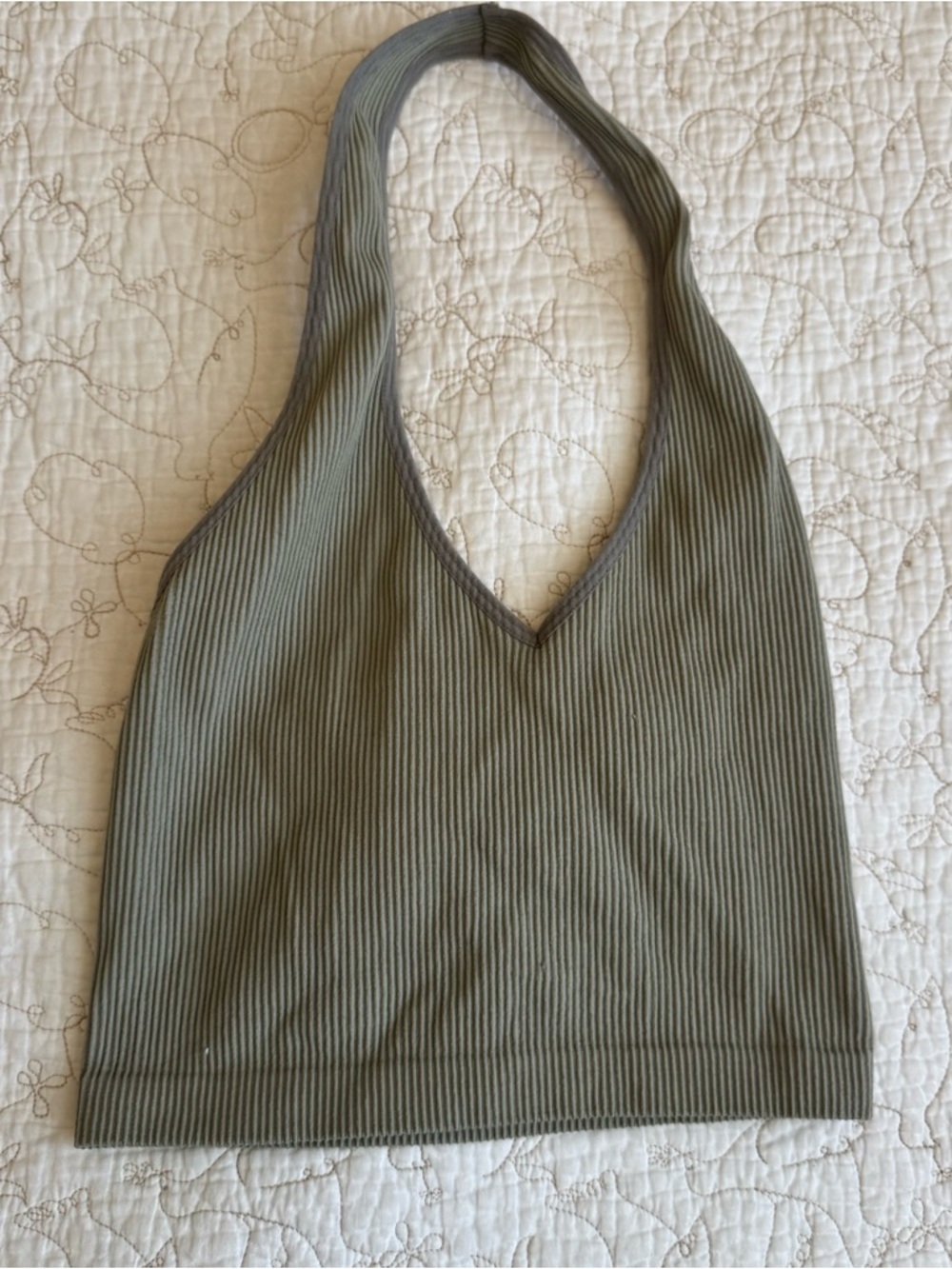 Aritzia Sunday Best Ribbed Halter Tank Top - Olive
